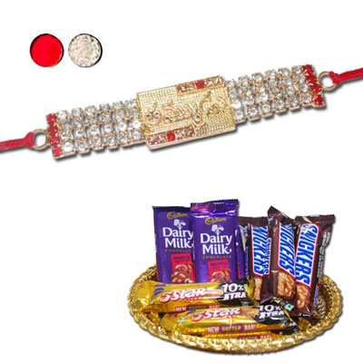 "Rakhi - SR-9410 A (Single Rakhi),Choco Thali - Code RC07 - Click here to View more details about this Product